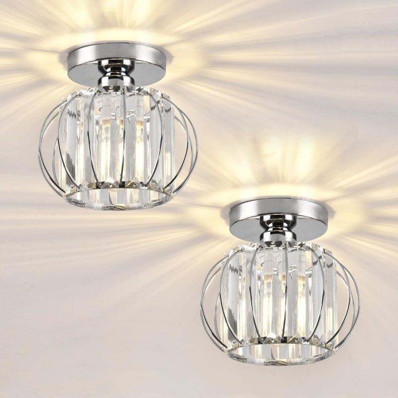 71BXXpO2pBL 2x Crystal Chandelier Ceiling Light Semi Flush Modern Design E27
