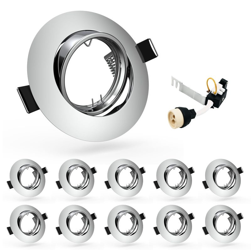 71LmvgAIRL 10x GU10 Recessed Downlights Polished Chrome Tilt LED Spotlight Ceiling Fitting