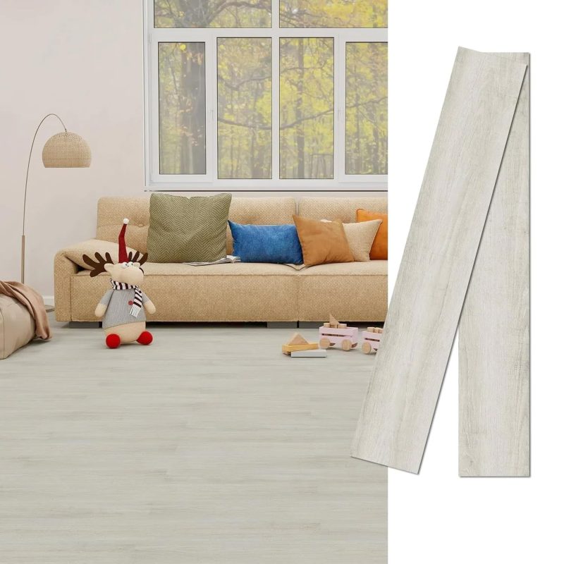 71Yq6AL1LOL Peel & Stick Vinyl Floor Tiles Wood Look Self Adhesive Waterproof 16 Pack Peel