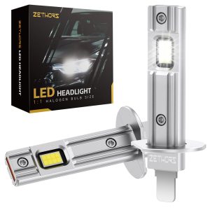Zethors H1 LED Headlight Bulbs 16000LM 60W 6000K CANBUS Pair 1:1