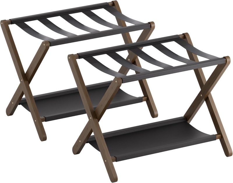 71iZ3CbjXwL._AC_SL1500 Bamboo Luggage Rack Set of 2 Folding Suitcase Stand Sturdy Durable