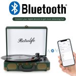 Retrolife R609 Vinyl Record Player Bluetooth 33/45/78 Suitcase Speakers Green - Image 2