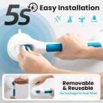 ‎TAILI Suction Grab Rails Bathroom 2 Pack 43cm No Drilling Glow in Dark Shower Handle - Image 3