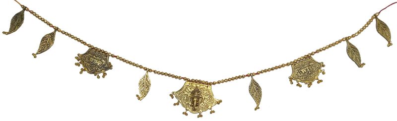 Purpledip Metal Bandhanwar Toran Festoon Wall Hanging: Ganesha Patta Shubh Labh