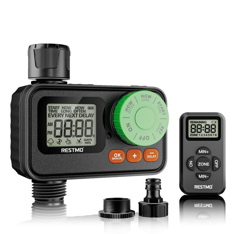 71y8P6BFMVL RF Remote Garden Water Timer Tap Controller Auto Irrigation Rain Delay 11.2cm