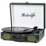 Retrolife R609 Vinyl Record Player Bluetooth 33/45/78 Suitcase Speakers Green - Image 1
