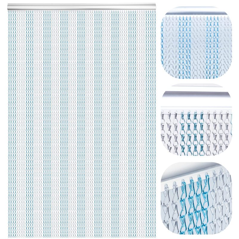 91AdJAYoQoL Aluminium Chain Door Curtain Fly Screen 90 x 200cm Durable