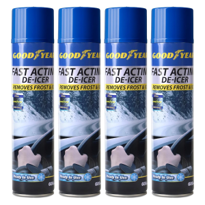 4x Goodyear De-Icer Spray 600ml Fast Acting Prevents Re-Freezing