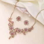 Ever Faith Vintage Flower Necklace Earrings Set Crystal Rhinestone Statement - Image 4