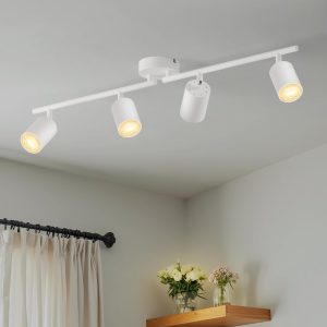 White GU10 Ceiling Spotlight Fitting 4 Spot Adjustable Kitchen Hallway