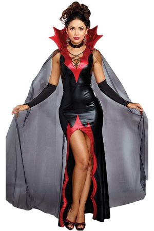 Ladies Vampire Fancy Dress Costume 3 Piece Adult Halloween Party Outfit