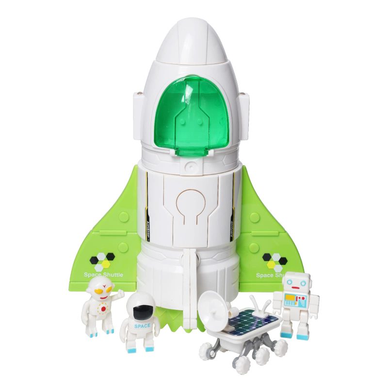 61MXYKF-PL Space Shuttle Toy Playset Lights Sound 3 Astronauts Lunar Car Kids Gift