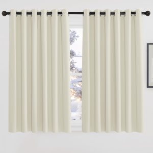Blackout Thermal Eyelet Curtains 1 Pair Beige 229x137cm 90x54 Noise