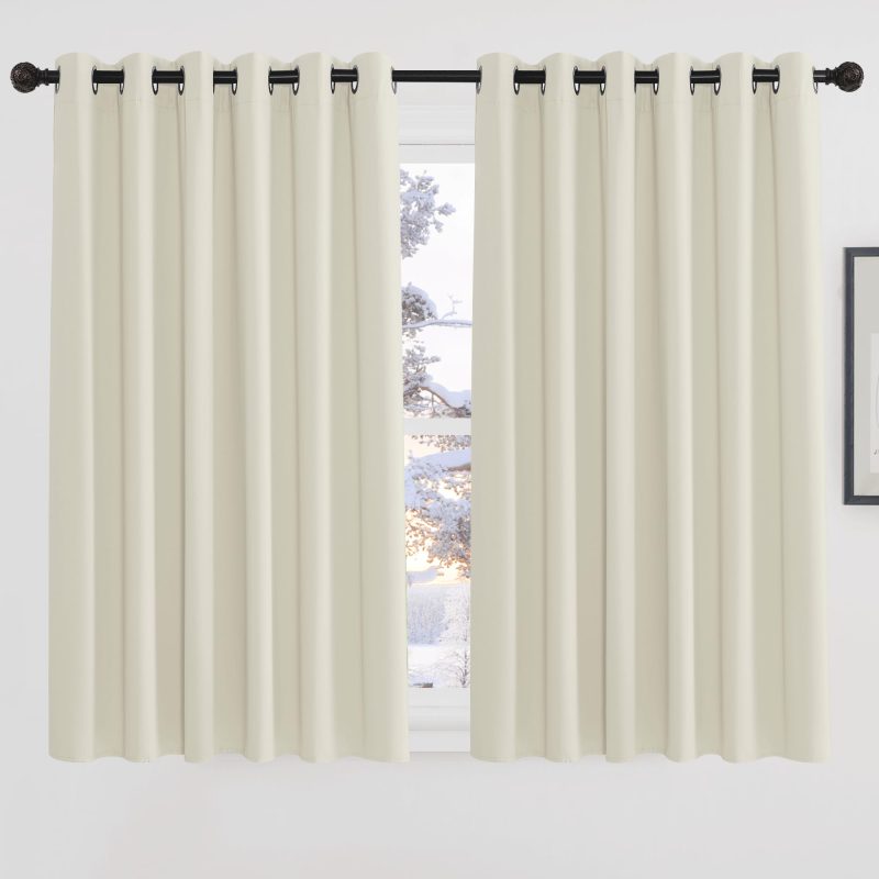 61bvgMhla-L Blackout Thermal Eyelet Curtains 1 Pair Beige 229x137cm 90x54 Noise