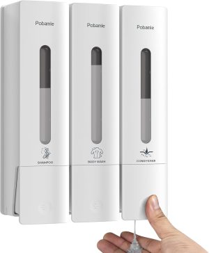 Wall Mounted Shampoo Conditioner Body Wash Dispenser 3 Chamber