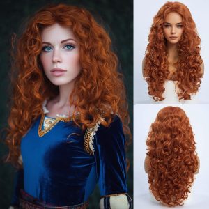 Copper Red Curly Wig 24 Inch Long Wavy Synthetic Heat Resistant Cosplay