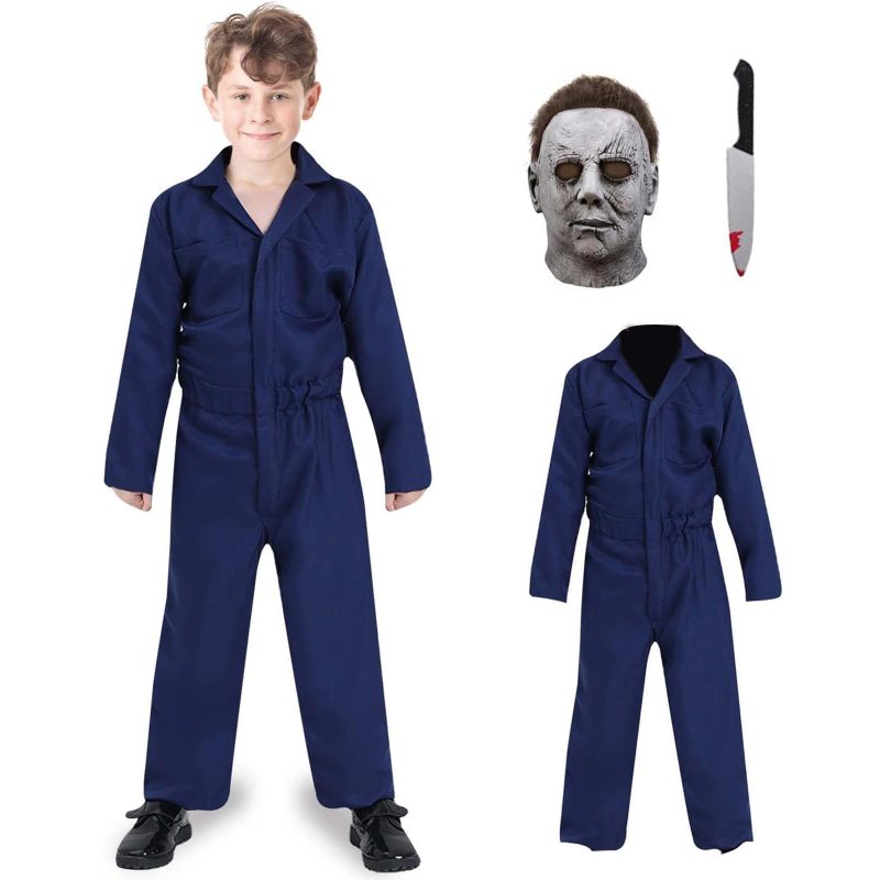 61w6I2Hit6L Kids Michael Myers Costume Set 3pcs Jumpsuit Mask Size: XL Scary (Used)