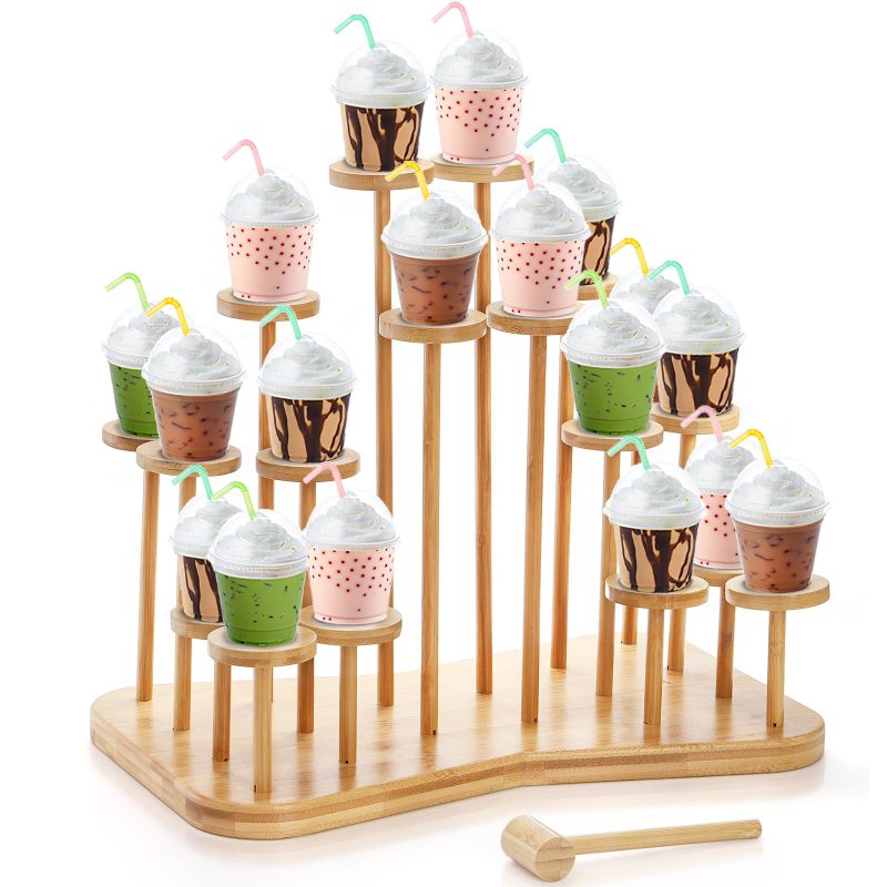 71-UPfurmOL Bamboo Cupcake Stand 18 Cupcakes Dessert Display Tower Easy to