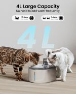 oneisall Wireless Cat Water Fountain 4L Stainless Steel Motion Sensor - Image 7