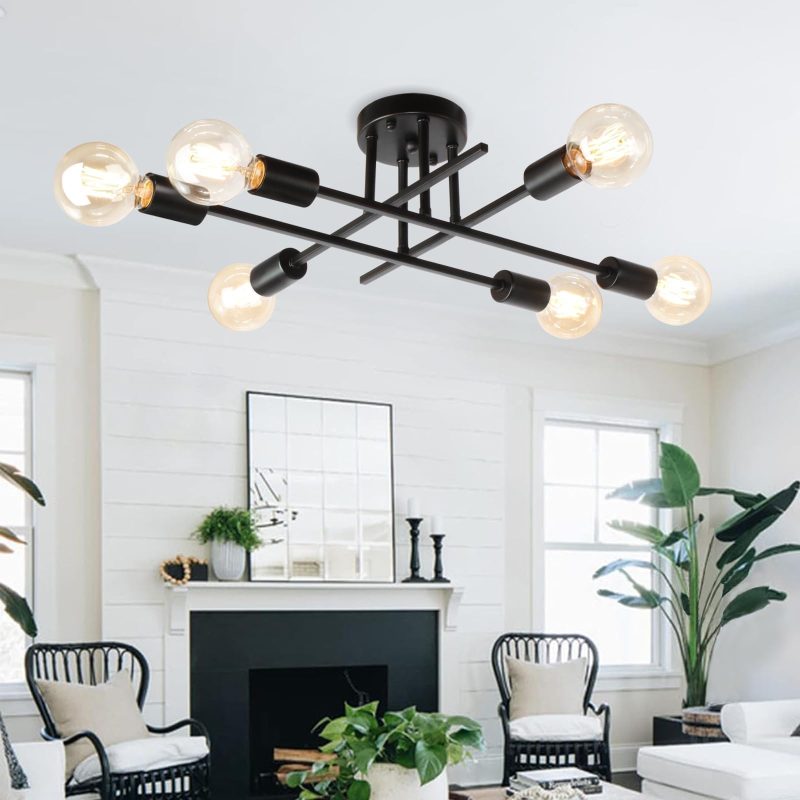 71Famnxc3sL._AC_CR0,0,0,0_ Rviezza Sputnik Ceiling Light 6 Light Semi Flush Mount Industrial Chandelier E27