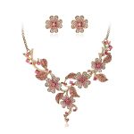 Ever Faith Vintage Flower Necklace Earrings Set Crystal Rhinestone Statement - Image 1
