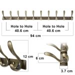71S08HRQHQL HONSKY Wall Mounted Coat Rack 94cm Heavy Duty Metal Hook Rail Hat & Coat Hooks Black - Image 6