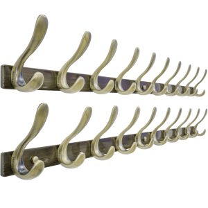 HONSKY Wall Mounted Coat Rack 94cm Heavy Duty Metal Hook Rail Hat & Coat Hooks Black - Image 1