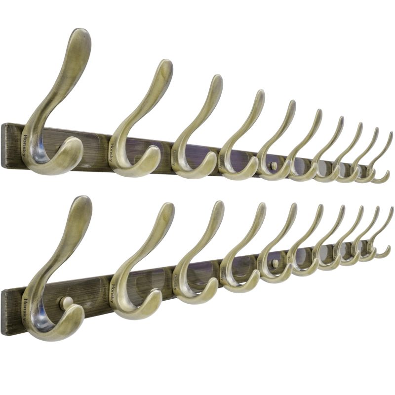 71XhEeqFNTL HONSKY Wall Mounted Coat Rack 94cm Heavy Duty Metal Hook Rail Hat & Coat Hooks Black - Image 1