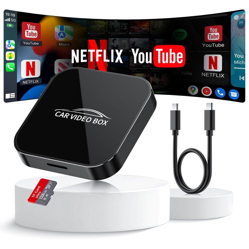 71hvNrCkQnL MTAKYI Wireless CarPlay AI Box 5-in-1 Adapter Netflix YouTube TF Card Plug & Play - Image 1