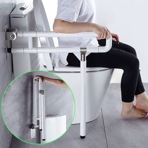 Folding Toilet Grab Rail Wall Mounted Support Armrest 60cm White 200kg Folding