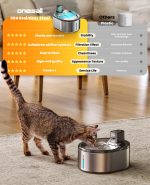 oneisall Wireless Cat Water Fountain 4L Stainless Steel Motion Sensor - Image 8