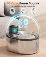 oneisall Wireless Cat Water Fountain 4L Stainless Steel Motion Sensor - Image 6