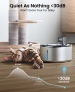 oneisall Wireless Cat Water Fountain 4L Stainless Steel Motion Sensor - Image 4