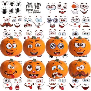 60pcs Halloween Pumpkin Stickers Jack O Lantern Waterproof Reusable
