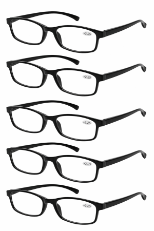 Reading Glasses 5 Pack +2.75 Spring Hinges Readers Mens Womens Black
