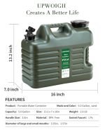 UPWOIGH 18.5L 5 Gallon Water Carrier with Tap BPA Free Camping Caravan Green - Image 2
