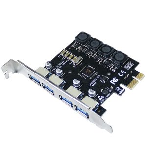 USB 3.0 PCIe Card 4 Port PCI Express Expansion Adapter 5Gbps XHCI