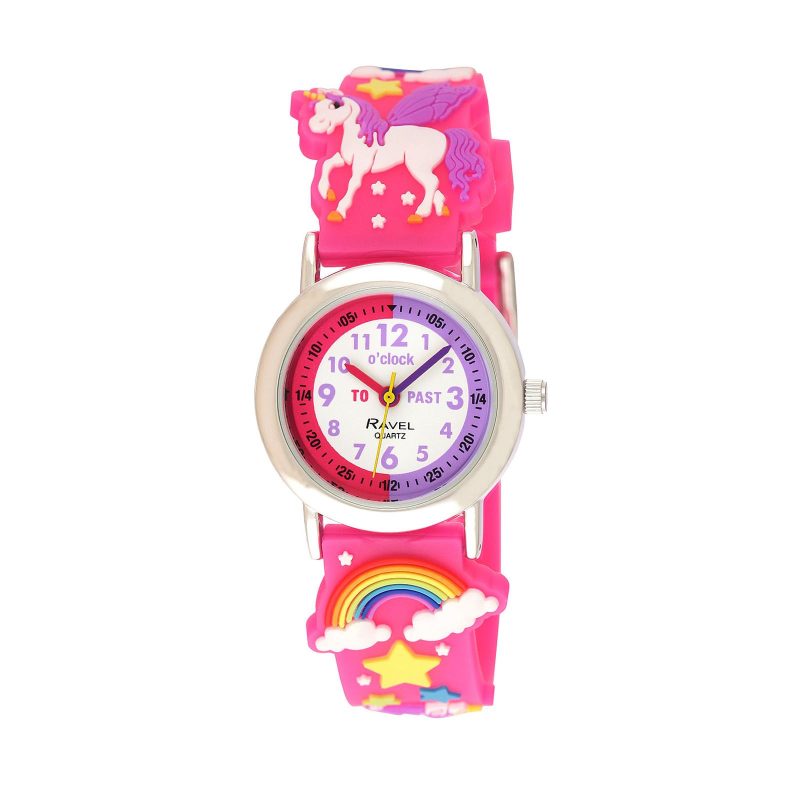 61GsgXRZZ7L Ravel Kids Time Teacher Watch Pink Unicorn Girls Analogue Quartz 3D Strap