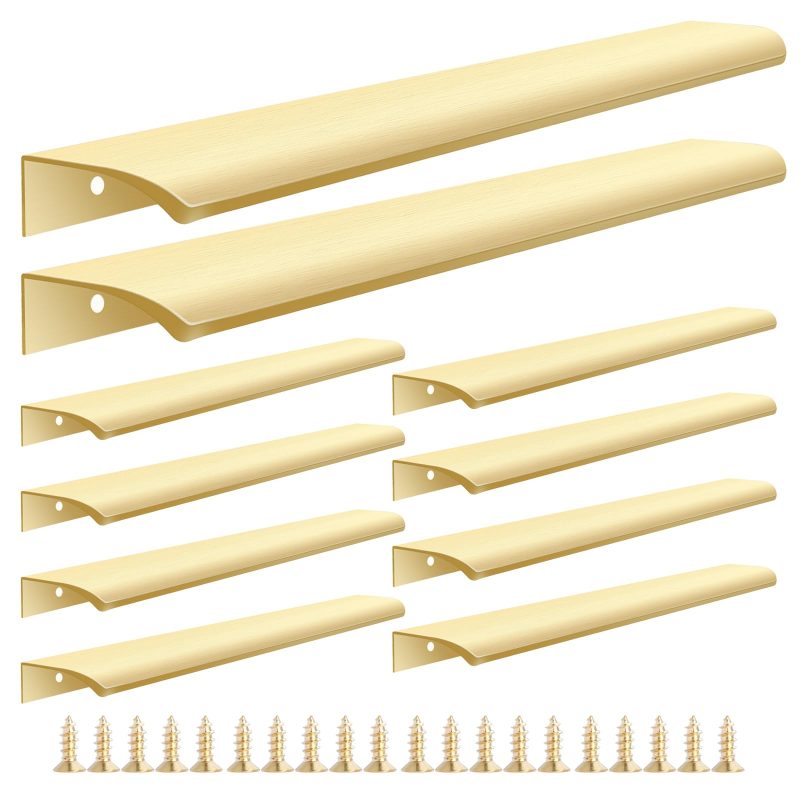 61NSMZGj7uL Malimali 10 x 300mm Gold Kitchen Cupboard Handles Finger Edge Pulls for Cabinets