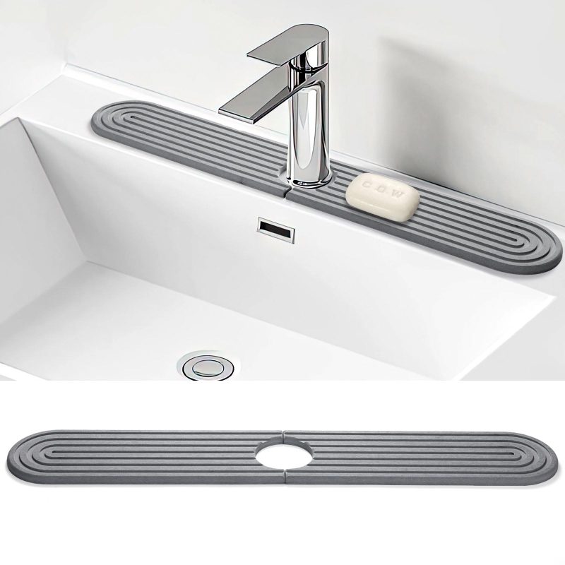 61fbX-77T5L Shinowa Faucet Mat for Kitchen Sink Diatomite Kitchen Sink Splash Guard Shinowa