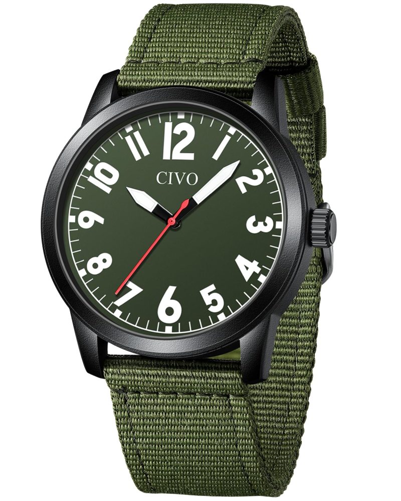 714cWxNCNWL CIVO Mens Watch Easy Read Big Numbers Quartz Waterproof Nylon Strap