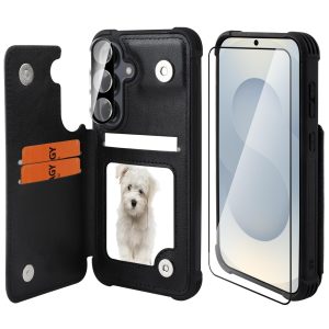 VANAVAGY Wallet Case Compatible for Galaxy S25 Plus Leather Card