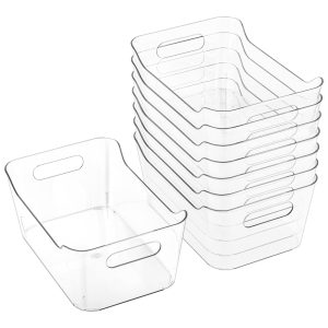Tiawudi 8 Pack Plastic Storage Bins BPA Free Easy-Grip Design