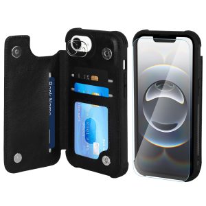 iPhone 16E Wallet Case RFID Leather Flip Cover Card Holder + Screen Protector iP