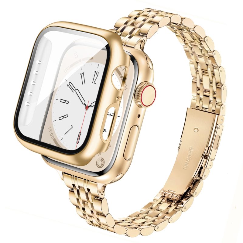 wipalor Apple Watch Strap Case 40/41/44/45mm Steel Ladies Band Screen Protector - Image 1