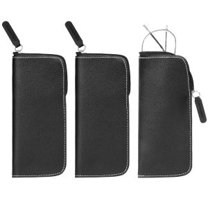 3 Pack Glasses Case Soft PU Leather Zip Pouch Sunglasses Reading Spectacles Hold