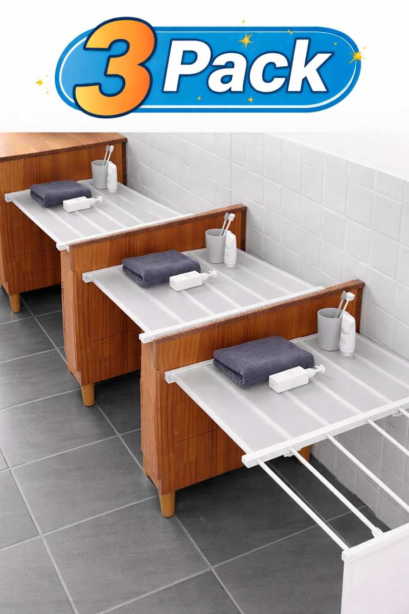 f6ad95cc-e13e-4cf1-826e-b5797f99852b 3 x Hapivida Closet Tension Shelf Rod Expandable Metal Storage Rack