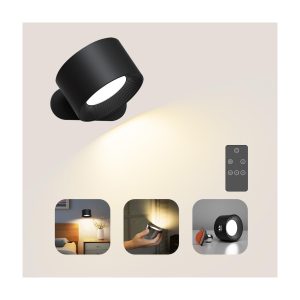 Coollamp Rechargeable Battery Wall Light LED Reading Lamp Remote Touch Black 1PC