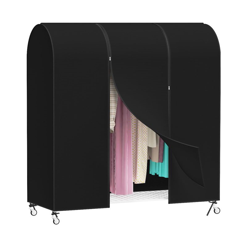 51nUyAKsinL 5ft Clothes Rail Cover Zipped Dustproof Garment Rack Protector 152cm Black