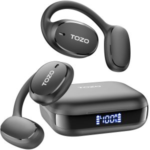 TOZO OpenEgo Open Ear Headphones Bluetooth 5.3 Sport Wireless Earbuds Black (New